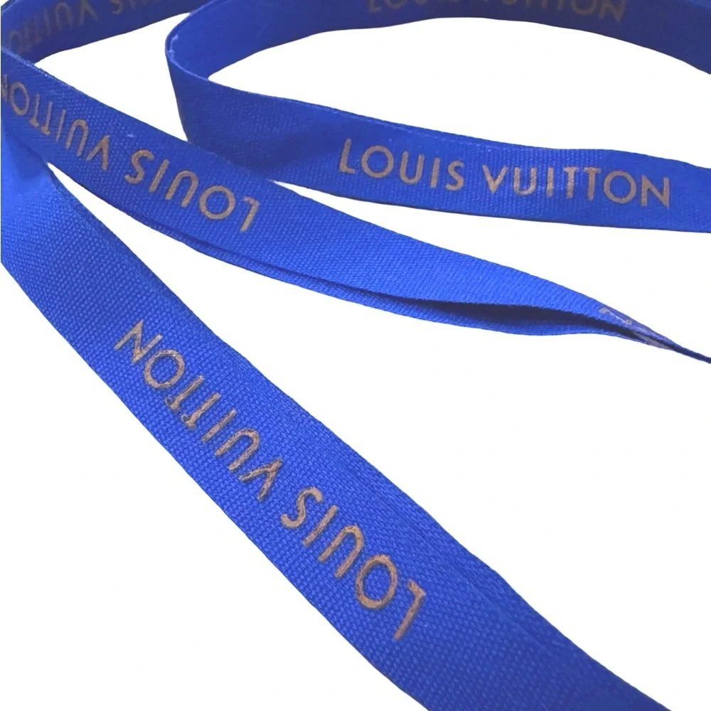 Louis Vuitton Blue and Gold Signature Ribbon 85”